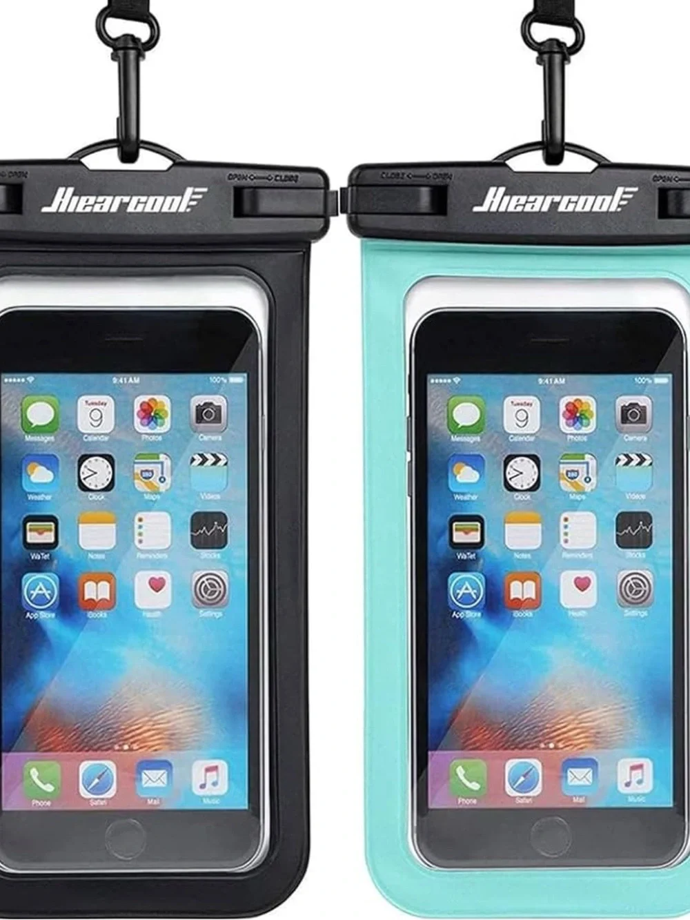 Hiearcool Waterproof Phone Pouch, Waterproof Phone Case, Black&Green 2-Pack